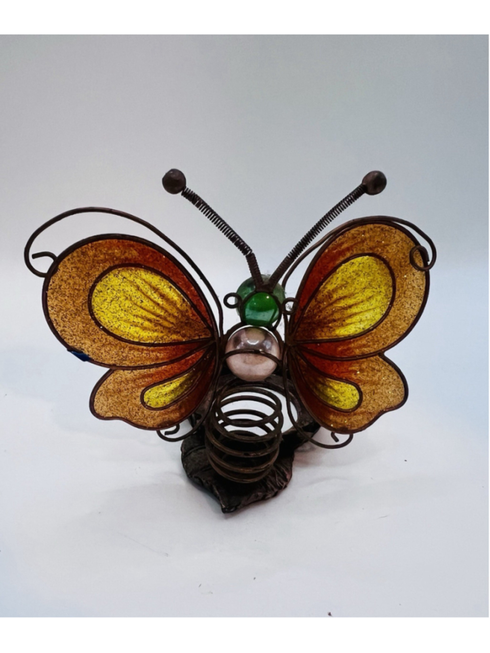 Vintage Butterfly Stained Glass Tea Light Votive Candle Holder Handmade